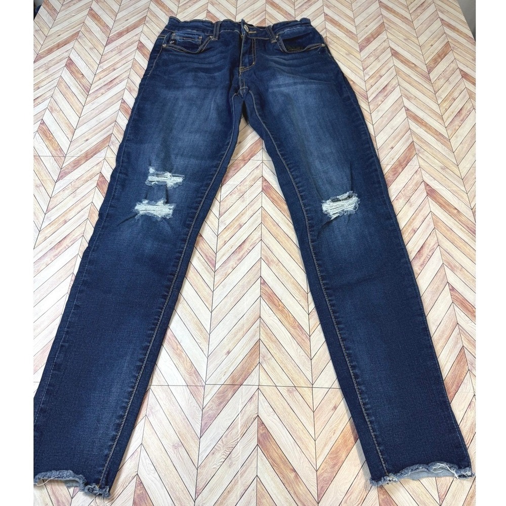 KanCan Jeans KC6122D Distressed Skinny Leg Dark Wash Womens 7 Denim Streetwear